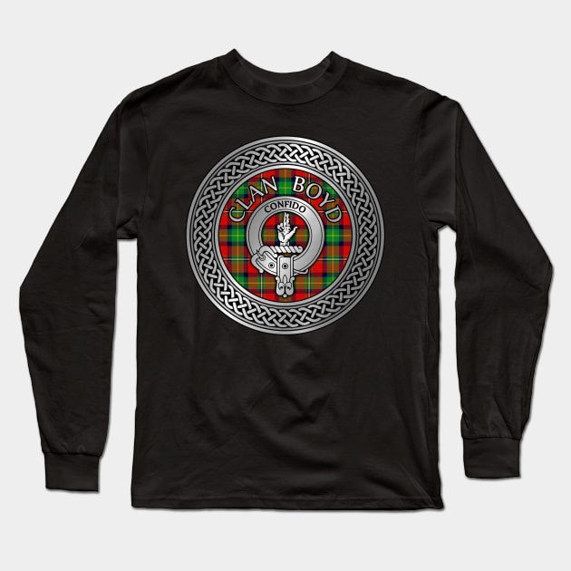 Clan Boyd Crest & Tartan Knot Long Sleeve T-Shirt by Taylor'd Designs